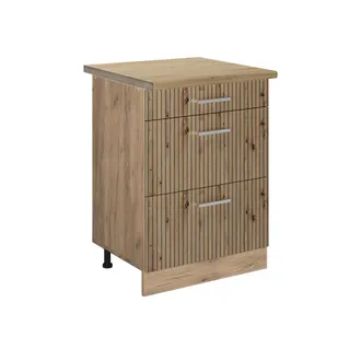 Vicco Mueble Bajo De Cocina R-line, Roble Artesanal, 60 Cm Con Cajones, Et Roble Vicco
