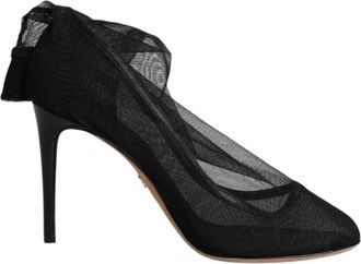 Dolce & Gabbana Zwarte Stretch Mesh Soklaarzen Leren Zool - Dames - Pumps - Zwart - 36 1/2 EU - Nylon - Schoenen