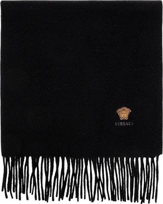 Versace Sciarpa in Cashmere con Logo - - Accessories - Uomo - Nero - ONE SIZE