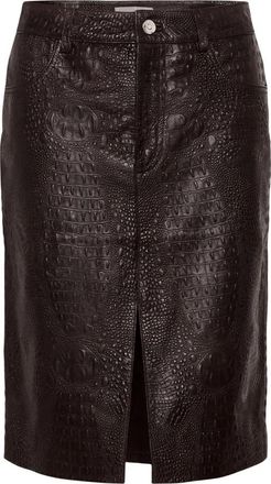 Gestuz Gztori Midi Rok - Dames - Leren & Su&egrave;de rokken - Bruin - L - Leer - Rokken