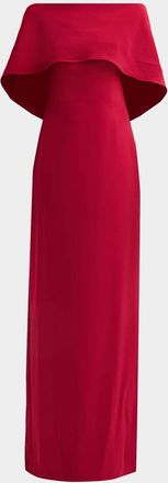 Amsale Stretch Crepe Scarf Column Gown