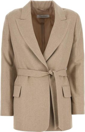 Max Mara Womens Cappuccino Wool Blend Randers Blazer - Tan - Size EU 38 (Womens)
