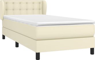 vidaXL Cama Box Spring Con Colch&oacute;n Cuero Sint&eacute;tico Crema 90x190 Cm Vidaxl