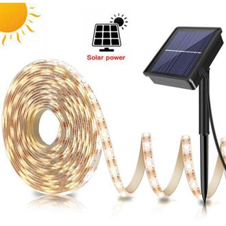 OEM Tiras De Luces Led Solares Para Exteriores, 5 M, 150 Led, Impermeables, Ideales Para Jardines, Ventanas, Navidad, Bodas, Luz Blanca C&aacute;lida