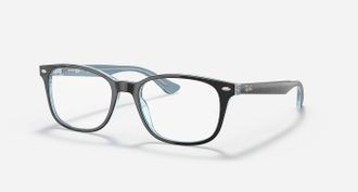 Ray-Ban Womens Rb5375 Optics Square Eyeglass Frames In Polished Havana On Light Blue