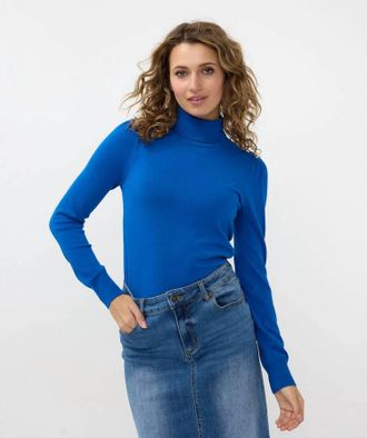 Esqualo Freya Fancy Detail Shoulder Turtleneck Sweater In Brilliant Blue