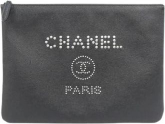 Chanel Pre-owned Clutch Pouch - Dames - Vintage Clutch - Zwart - ONE Size - Leer - Vintage