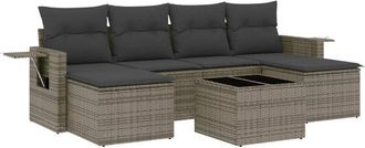 vidaXL Vidaxl - Set De Sof&aacute;s De Jard&iacute;n 7 Piezas Con Cojines Rat&aacute;n Pe Gris