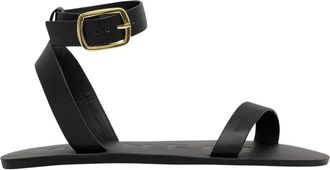 Maneb&igrave; Sandaal met &eacute;&eacute;n band - Dames - Sandalen - Zwart - 37 EU - Leer - Schoenen