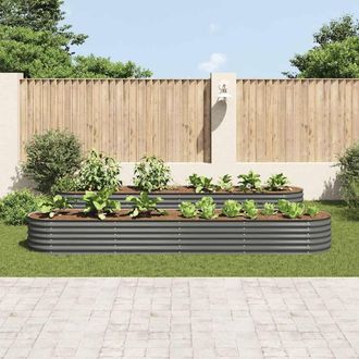 Berkfield Home Garden Raised Bed 400x80x44 cm Galvanised Steel Grey | Size: 400 x 80 x 44 cm