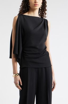Nordstrom Single Split Sleeve Crepe Top in Black at Nordstrom, Size Xx-Large