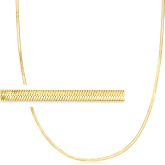 Ross-Simons Italian 2mm 18kt Gold Over Sterling Herringbone Chain Necklace