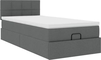 vidaXL Cama Otomana Con Colch&oacute;n Gris Oscuro 90x200 Cm Tela Vidaxl