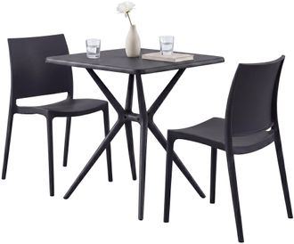 Clp Conjunto De Muebles De Jardin Amino Con 2 Sillas Negro