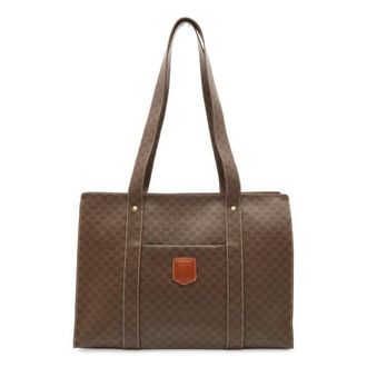 Celine Dark Brown Canvas Shoulder Bag Tote Bag (Pre-Owned)