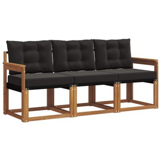 vidaXL Conjunto De Sof&aacute;s De Exterior Con Coj&iacute;n 3 Pcs Natural Y Negro Vidaxl