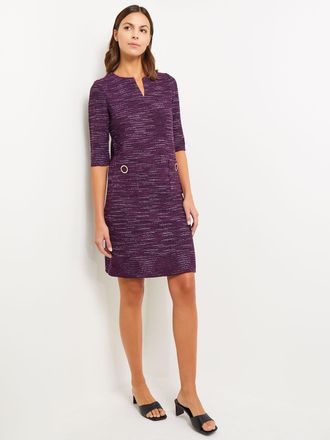 Misook Tweed Knit Shift Dress with Pockets, Ultraviolet