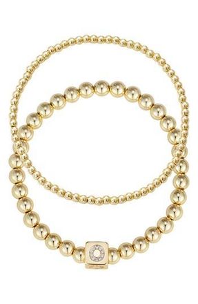 Adornia Set of 2 Gold Plated Stretch Bracelets in Gold-O at Nordstrom Rack