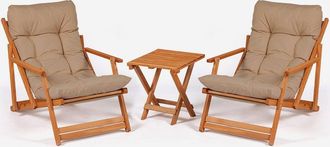 OEM Juego De Jard&iacute;n Plegable En Madera Con Reposabrazos Y Mesa Auxiliar Sovik - Marr&oacute;n