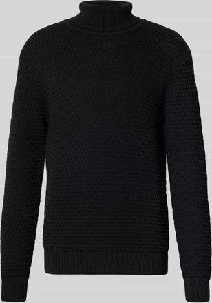 Mc Neal Rollkragenpullover mit gerippten Abschlüssen in Black, Größe XXXL