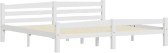 vidaXL Bed Frame without Mattress White Solid Pinewood 200x200 cm Vidaxl