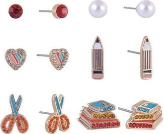 Hallmark School Theme 6 Pack Stud Earring Set in Yellow at Nordstrom
