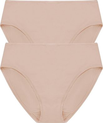 Natori Bliss Bare Cotton Hipster 2-Pack in Lt. Mocha at Nordstrom, Size X-Small