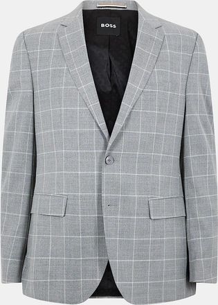 HUGO BOSS Mens Jasper Plaid Flap Pocket Suit Jacket - Grey - Size: 42/Regular