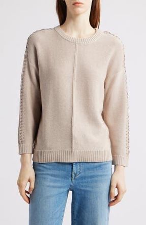 Nic+Zoe Lace Up Relaxed Sweater in Taupe at Nordstrom Rack, Size X-Small