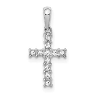 Diamond2Deal 10K White Gold 1/20ct. Diamond Latin Cross Pendant