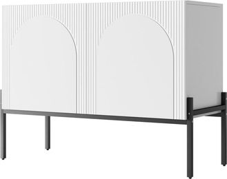 Urban Meuble Aparador blanco dise&ntilde;o arqueado texturizado 2 puertas 100x40x75cm
