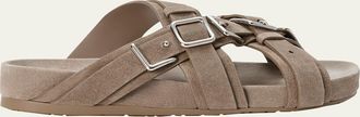 Loewe Type Fussbett Suede Slide Sandals
