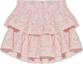 LoveShackFancy Minigonna con ruches - Rosa