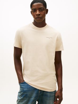 Tommy Jeans T-Shirt TOMMY JEANS TJM SLIM LINEAR CHEST TEE EXT, Herren, Gr. 4XL, gulf sand, Single Jersey, Obermaterial: 100% Baumwolle, regular fit normal, Rundha