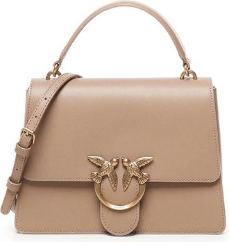 Pinko Love One Top Handle - Dames - Handtassen - Beige - ONE Size - Leer - Tassen