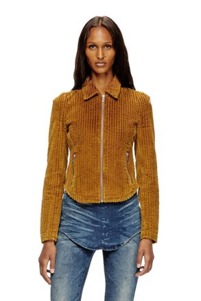 Diesel Shirt-jacket in cotton corduroy - Jackets - Woman - Brown