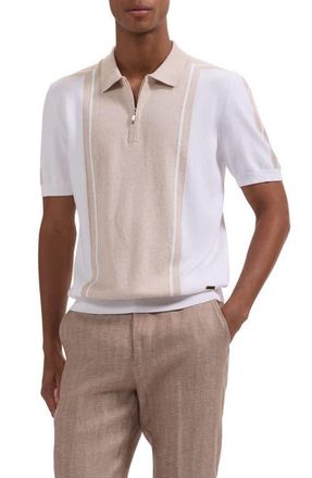 Bugatchi Quarter Zip Polo Sweater in Sand at Nordstrom, Size Xxx-Large