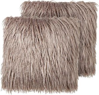 Beliani Conjunto De 2 Cojines De Imitaci&oacute;n De Piel Suaves Y Esponjosos Beige 45 X 45 Cm Corokia