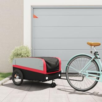 vidaXL Vidaxl - Remolque Para Bicicleta Hierro Negro Y Rojo 45 Kg
