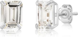 MAX + STONE 14k Yellow or White Gold Solitaire 7x5mm Gemstone Stud Earrings