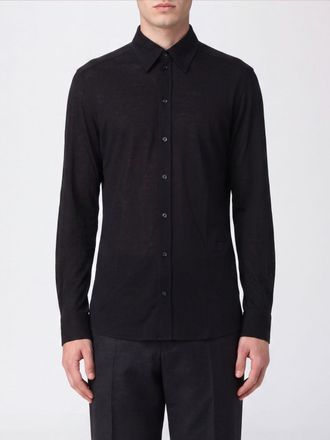 Dolce & Gabbana Slim Fit Pure Silk Shirt with French Collar and Curved Hem