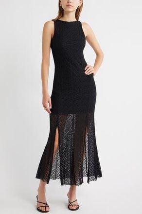 Open Edit Sleeveless Lace Maxi Dress in Black at Nordstrom Rack, Size Medium