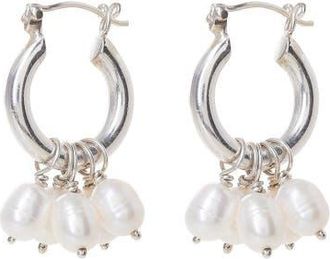 Freya Rose Silver Mini Hoops with Detachable Pearls at Nordstrom
