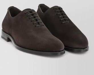 Ferragamo suede oxford shoes almond toe leather sole