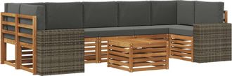 vidaXL Conjunto De Sof&aacute;s De Exterior 8 Uds. Natural Y Antracita Vidaxl