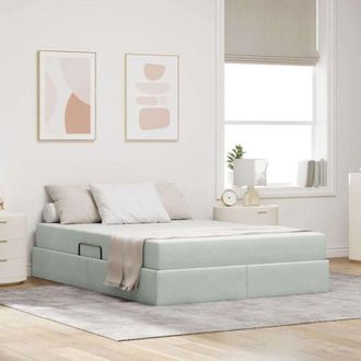 vidaXL vidaXL Letto con contenitore e materasso Grigio chiaro 140 x 200 cm