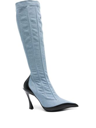 MUGLER Stivali bicolore 105mm - Blu