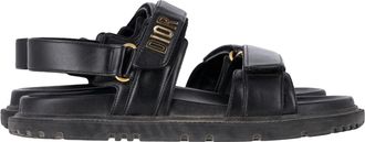 Dior Pre-owned Womens Dioract Flat Sandals in Black Lambskin Leather - Size EU 40