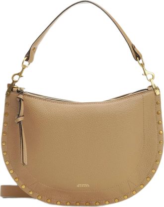Isabel Marant Crescent-Shaped Pebbled Shoulder Bag with Gold-tone Studs