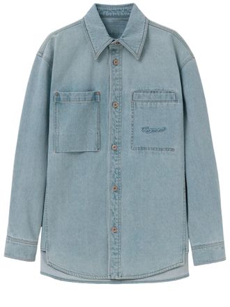 Wooyoungmi Embroidered Logo Cotton Shirt With Classic Collar